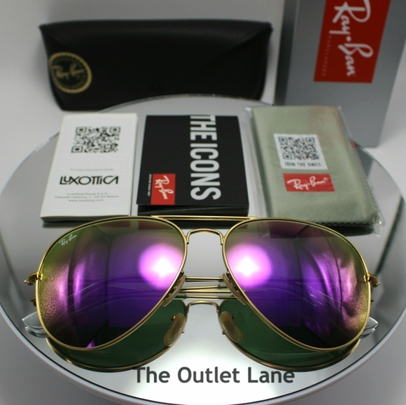 Model Display RayBan Aviator Purple Mirror RB3025 Reflective - Picture 15 of 16